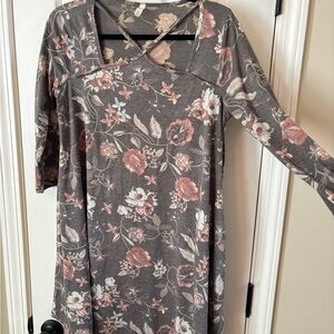 Floral Gray and Pink Dress